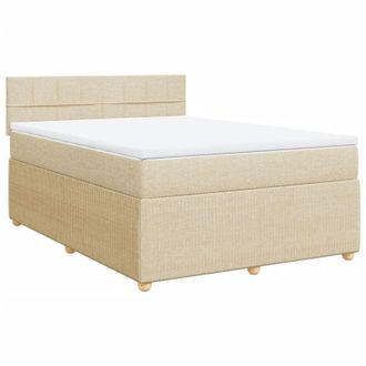 vidaXL Cama Box Spring Con Colch&oacute;n Tela Color Crema 140x200 Cm Vidaxl