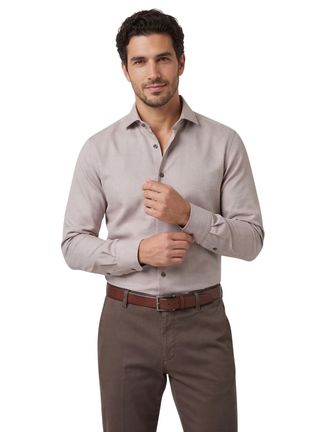 Olymp business overhemd Olymp Luxor 24/7 modern fit bruin