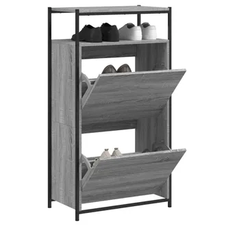 vidaXL Vidaxl - Zapatero De Madera De Ingenier&iacute;a Gris Sonoma 60x34x112 Cm