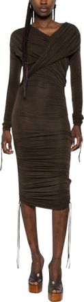 Balmain Gedrapeerde Midi Jurk - Dames - Casual kleedjes - Bruin - S - Kleedjes