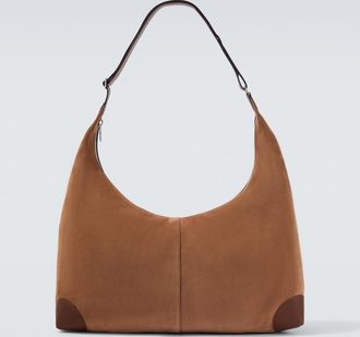 Brunello Cucinelli Leather-trimmed suede shoulder bag