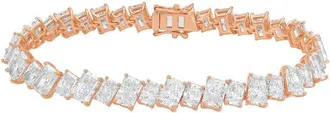 Diana M. Jewels 14kt Rose Gold 26.00cts Lab Grown Slanted Radiant Diamond Tennis Bracelet