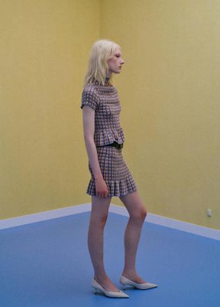 Mango Gonna maglia sottile quadri bianco - Donna - S - MANGO