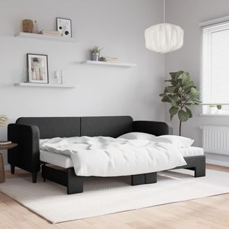 vidaXL Vidaxl - Sof&aacute; Cama Nido Con Colch&oacute;n Tela Negro 80x200 Cm