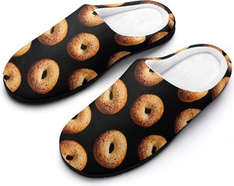 Generic Bagels Funny Mens Cotton Slippers Soft Non-Slip Rubber Sole House Slipper Indoor Outdoor