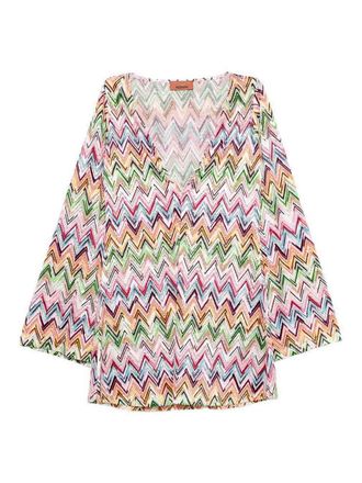 Missoni Short White/Multicolor V-Neck Dress