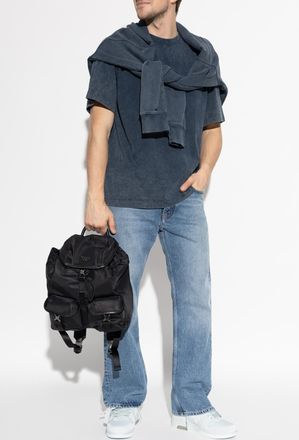 Off-white T-shirt With Printed Logo, Mens, Navy Blue