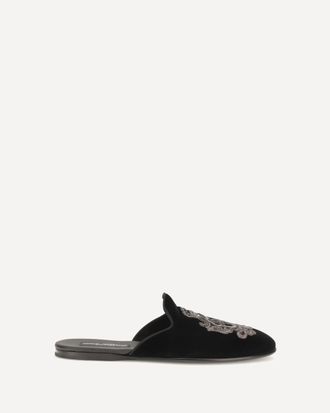 Dolce & Gabbana Pantofole in velluto con ricamo blasone Man 43