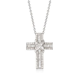 Ross-Simons Diamond Cross Pendant Necklace in Sterling Silver