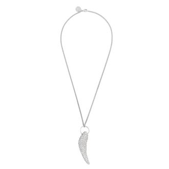 Roberto Cavalli Crystal-Embellished Tiger Tooth Silver-Tone Necklace