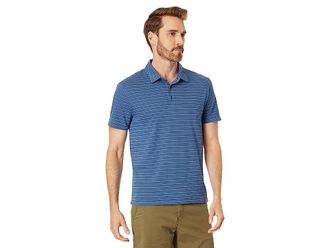 Vince Garment Dye Fleck Stripe Short Sleeve Polo Mens Clothing Washed Twilight Blue : 2XL, Cotton/Polyester