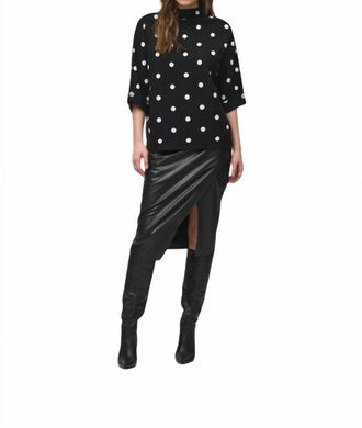 Joseph Ribkoff Jacquard Sweater Dot Print Top In Black-Vanilla