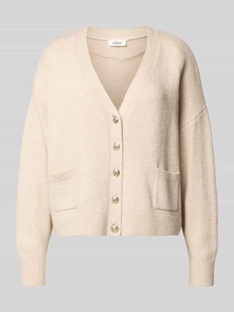 s.Oliver Red Label Oversized Strickjacke aus Baumwoll-Mix in Beige, Gr&ouml;&szlig;e 40