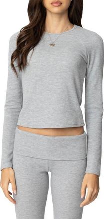 Edikted Sab Waffle Knit Long Sleeve Top in Gray-Melange at Nordstrom, Size X-Small