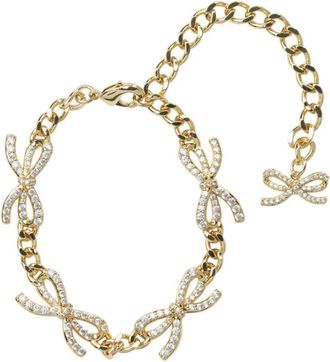 Self Portrait Crystal Bow Bracelet - Dames - Armbanden - Geel - ONE Size - Accessoires