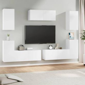 Berkfield Home 7 Piece TV Cabinet Set White Engineered Wood