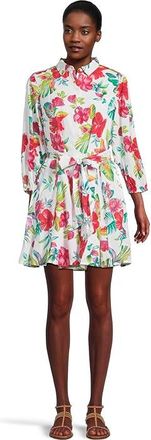 Tommy Bahama Fiesta Floral Shirt Dress Womens Dress White : LG (US 12-14), Cotton