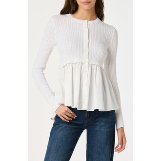 ASTR the Label Mixed Media Peplum Top in White at Nordstrom, Size X-Large