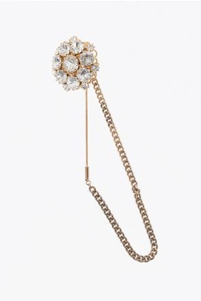 Dolce & Gabbana Golden Effect Brass Brooch with Crystals size Unica