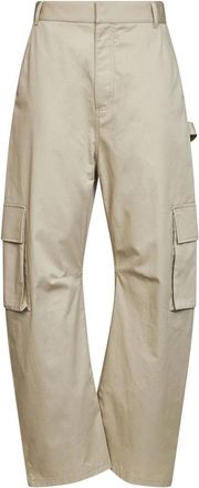 Balenciaga Relaxed Cargo Broek - Dames - Wijde Broeken - Beige - XS - Katoen - Broeken