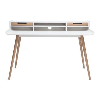 Miliboo Miliboo - Escritorio N&oacute;rdico Madera Y Blanco 2 Cajones L140 Cm Opus