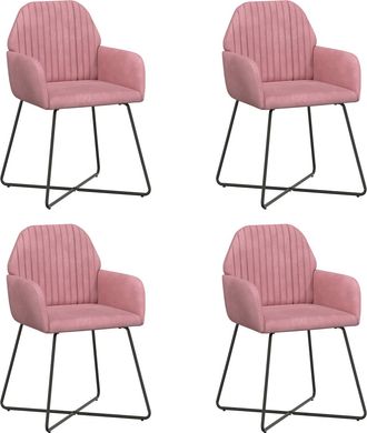 vidaXL Sillas De Comedor 4 Uds. Terciopelo Rosa 55 X 50 X 84 Cm Vidaxl