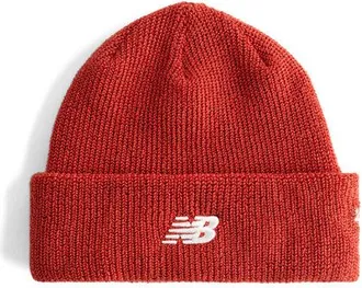 New Balance Unisexo 47 Cuff Knit Hat en Rojo, Nylon, Talla OSZ