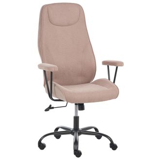 Beliani Silla De Oficina Tapizada En Tela Altura Ajustable Posici&oacute;n Reclinable Sistema De Bloqueo Gris Pardo Titan