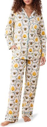 Printfresh Long Sleeve Organic Cotton Pajamas Set in Cream at Nordstrom, Size X-Small