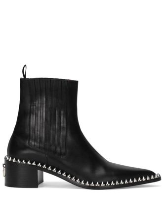 Dolce & Gabbana studded leather ankle boots - men - Goat Skin/Calf Leather/Leather/Calf Leather/Silk/Rayon/Polyester/Rayon - 39 - Black