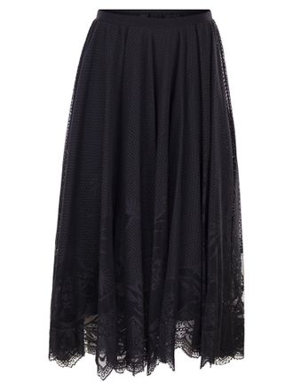Fabiana Filippi uitlopende kanten rok met bladborduursel