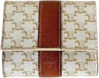 Celine Pre-owned Triomphe Canvas Portemonnee - Dames - Vintage Accessoires - Beige - ONE Size - Leer - Vintage