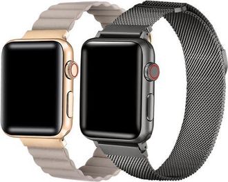 Posh Tech Assorted 2-Pack Leather & Stainless Steel Mesh Apple Watch Watchbands at Nordstrom, Size 44 Mm