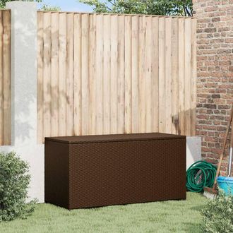 Berkfield Home Garden Storage Box Brown 120x50x60 cm Poly Rattan | Size: 120 x 50 x 60 cm