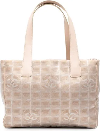 Chanel Pink Nylon Leather Shoulder Bag Tote Bag (Pre-Owned)