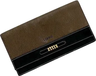 Loewe Black Brown Leather Long Wallet (Bi-Fold) (Pre-Owned)