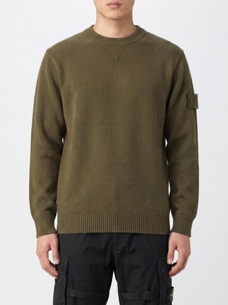 Stone Island Maglia girocollo in misto cotone con patch logo Compass