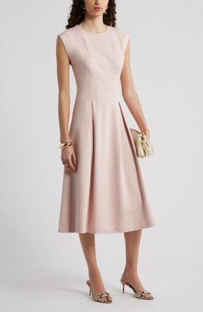 Nordstrom Pleated Cap Sleeve Ponte Dress in Pink Smoke at Nordstrom, Size Xx-Large