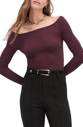 Favorite Daughter The Sydney Off the Shoulder Long Sleeve Top in Burgundy Dahlia at Nordstrom, Size X-Large