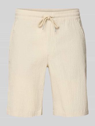 Lindbergh Lindbergh Shorts mit elastischem Bund und Strukturmuster in Sand, Gr&ouml;&szlig;e XXXL