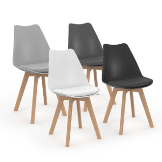 IDMarket Set Di 4 Sedie Da Pranzo Grigio Scuro, Grigio Chiaro, Bianco E Nerosara