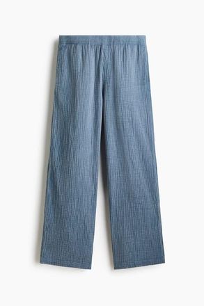 H&M Loose Fit Cotton Muslin Trousers in Light Dusty Blue at Nordstrom, Size Xx-Large