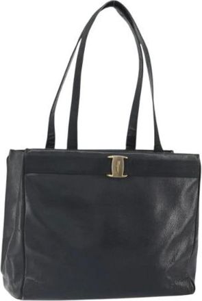 Ferragamo Pre-owned Tote Bags, female, Black, Size: ONE SIZE Pre-owned Leather Tote Bag