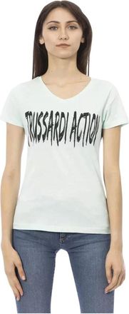 Trussardi Stijlvolle Katoenen T-shirt met Voorkant Print - Dames - T-shirts - Blauw - 2XL - Katoen - Tops