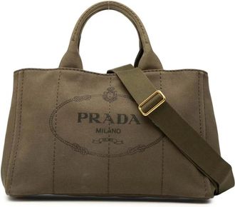 Prada Borsa a tracolla Canapa Logo in tela 2010-2025 - Marrone