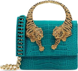 Roberto Cavalli Borsa mini con effetto coccodrillo - Blu