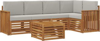 vidaXL Conjunto De Sof&aacute;s De Exterior 6 Uds. Natural Y Gris Claro Vidaxl
