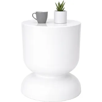 Relaxdays Relaxdays Side Table & Stool, Hourglass Design, Living Room Decor, HxD: 46 x 36 cm, Iron, White