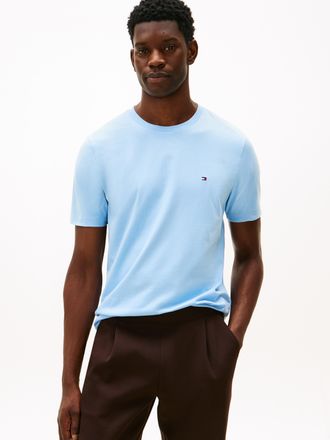 Tommy Hilfiger T-Shirt TOMMY HILFIGER ESSENTIAL REGULAR FIT SOLID mit Stickerei, Herren, Gr. XL, well water, Single Jersey, Obermaterial: 100% Baumwolle, Basic, Rund