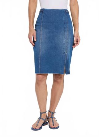 Lyss&eacute; Tess Braided Denim Pencil Skirt In Mid Wash